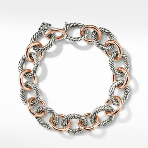 David Yurman Large Oval Link Chain Bracelet
Sterling Silver with 18K ROSE Gold - Picture 1 of 7